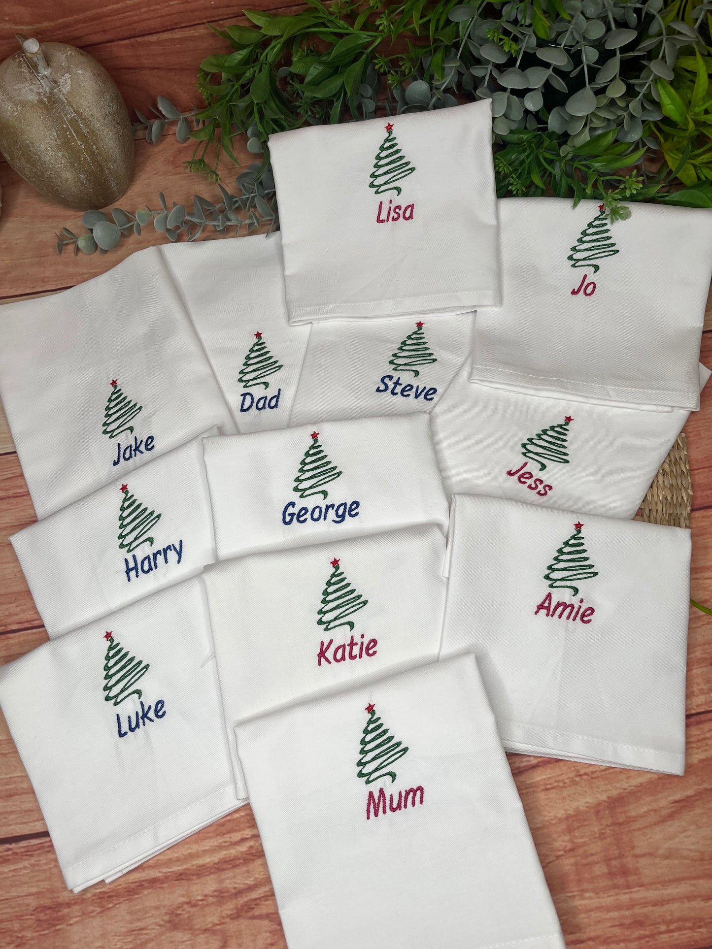 PERSONALISED CHRISTMAS TREE AND NAME NAPKIN