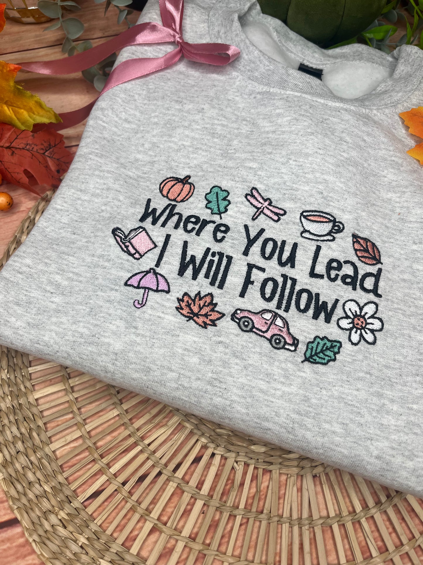 GILMORE GIRLS WHERE YOU LEAD I WILL FOLLOW EMBROIDERED SWEATSHIRT