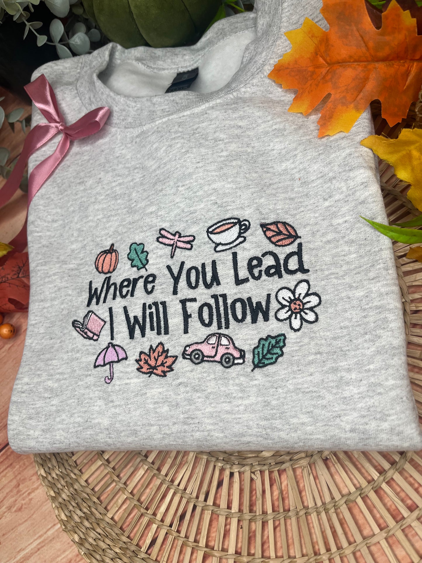 GILMORE GIRLS WHERE YOU LEAD I WILL FOLLOW EMBROIDERED SWEATSHIRT