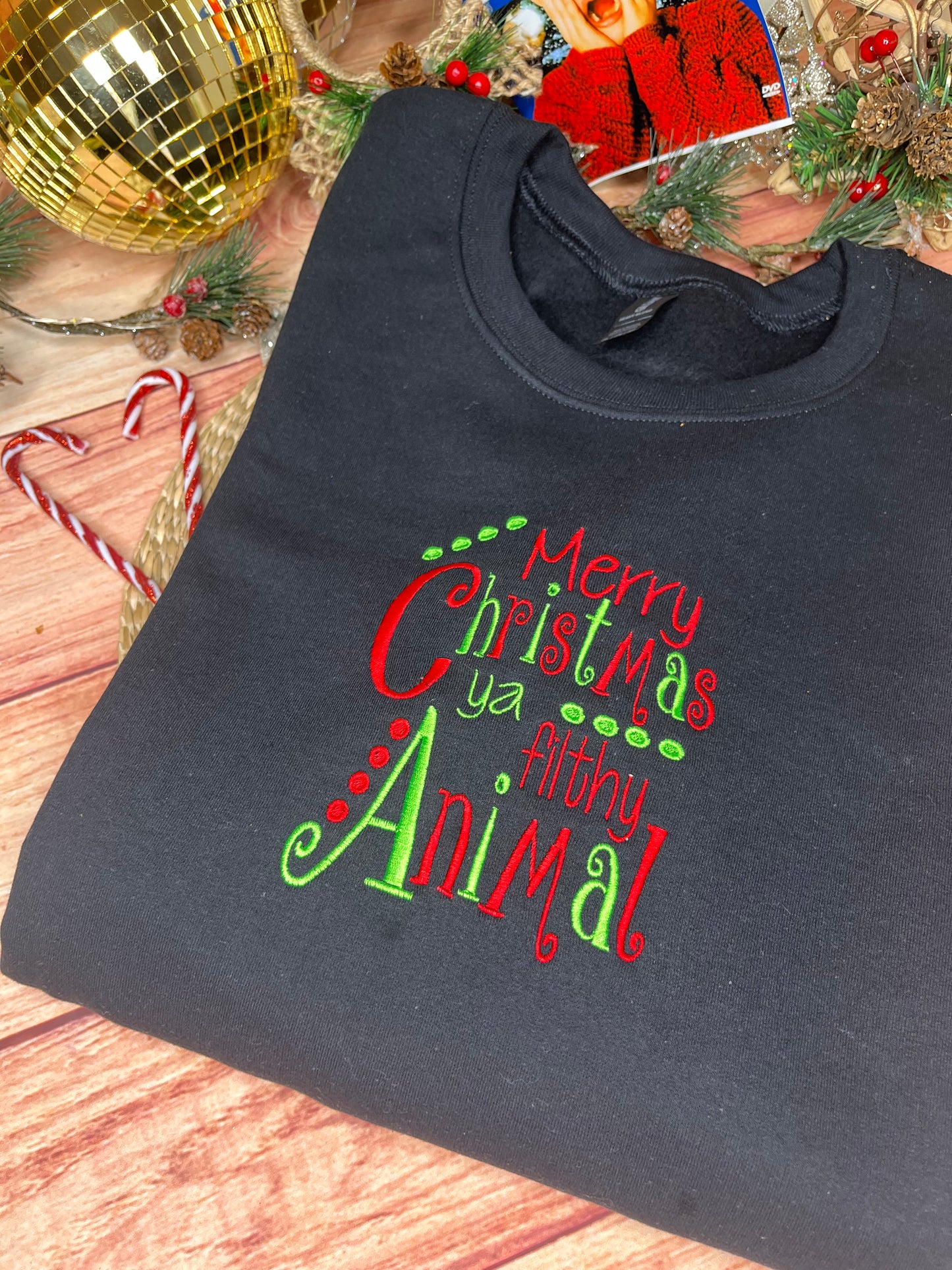 MERRY CHRISTMAS YA FILTHY ANIMAL TEXT SWEATSHIRT