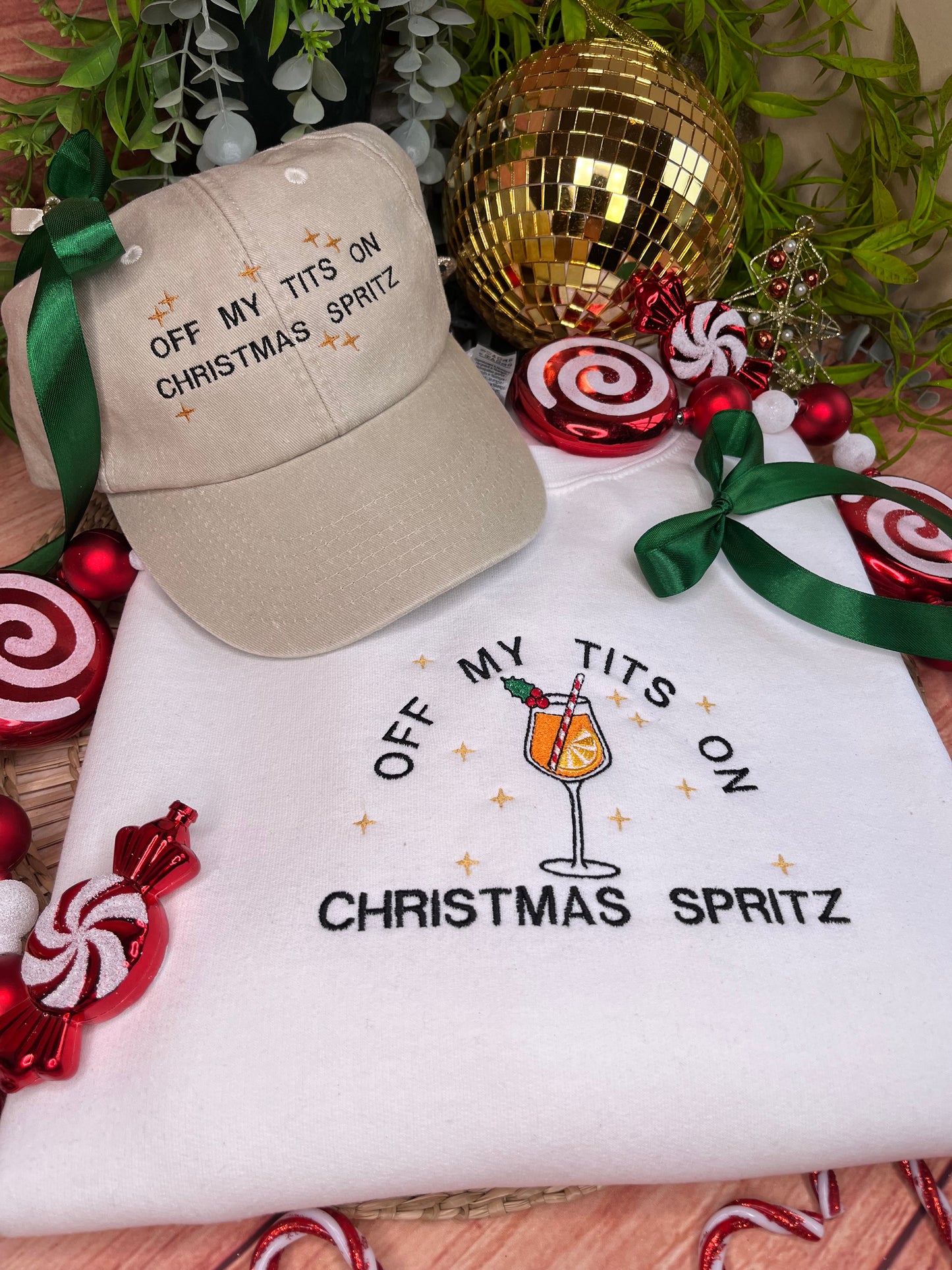 OFF MY TITS ON CHRISTMAS SPRITZ EMBROIDERED CAP