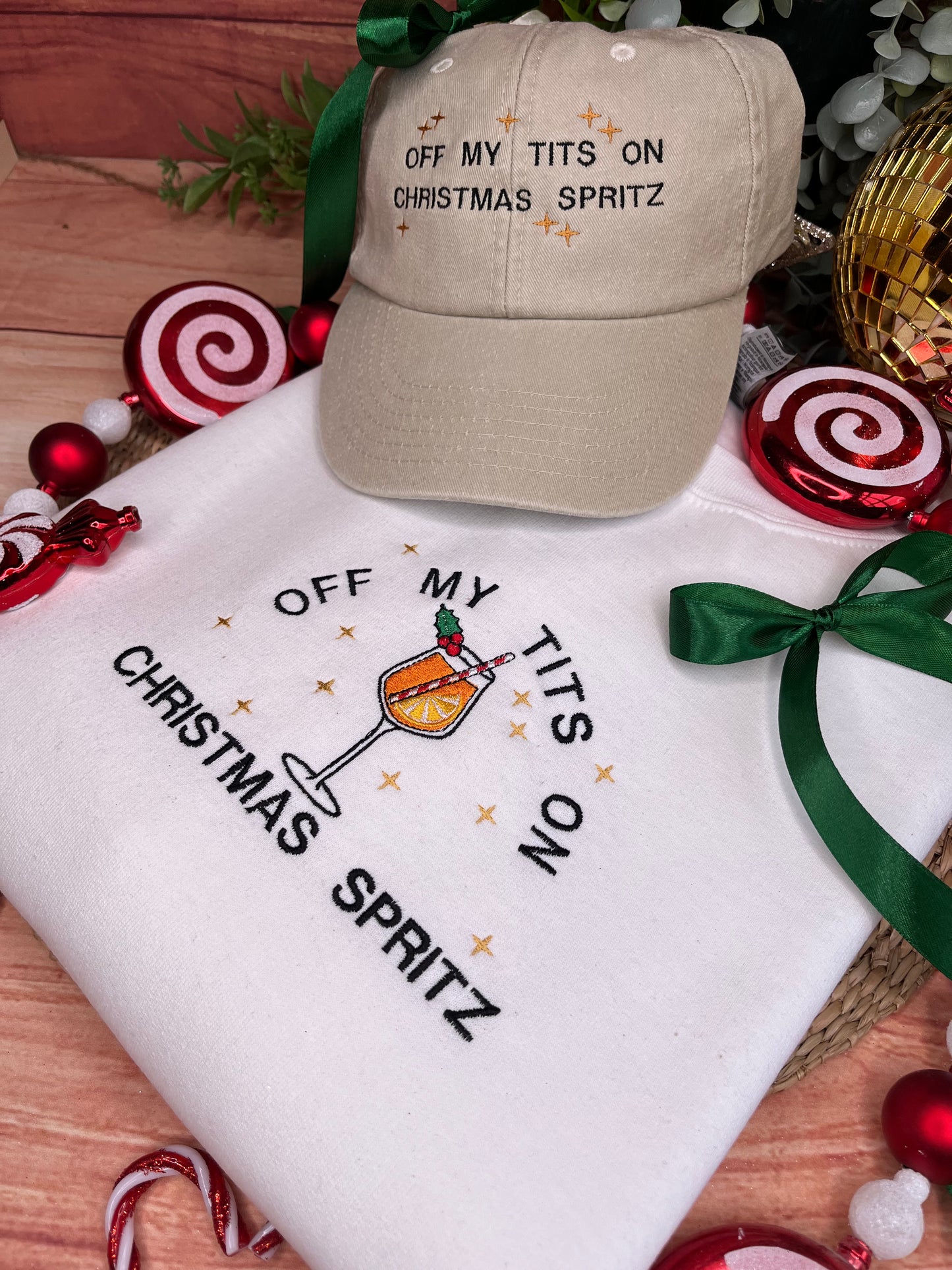 OFF MY TITS ON CHRISTMAS SPRITZ EMBROIDERED CAP