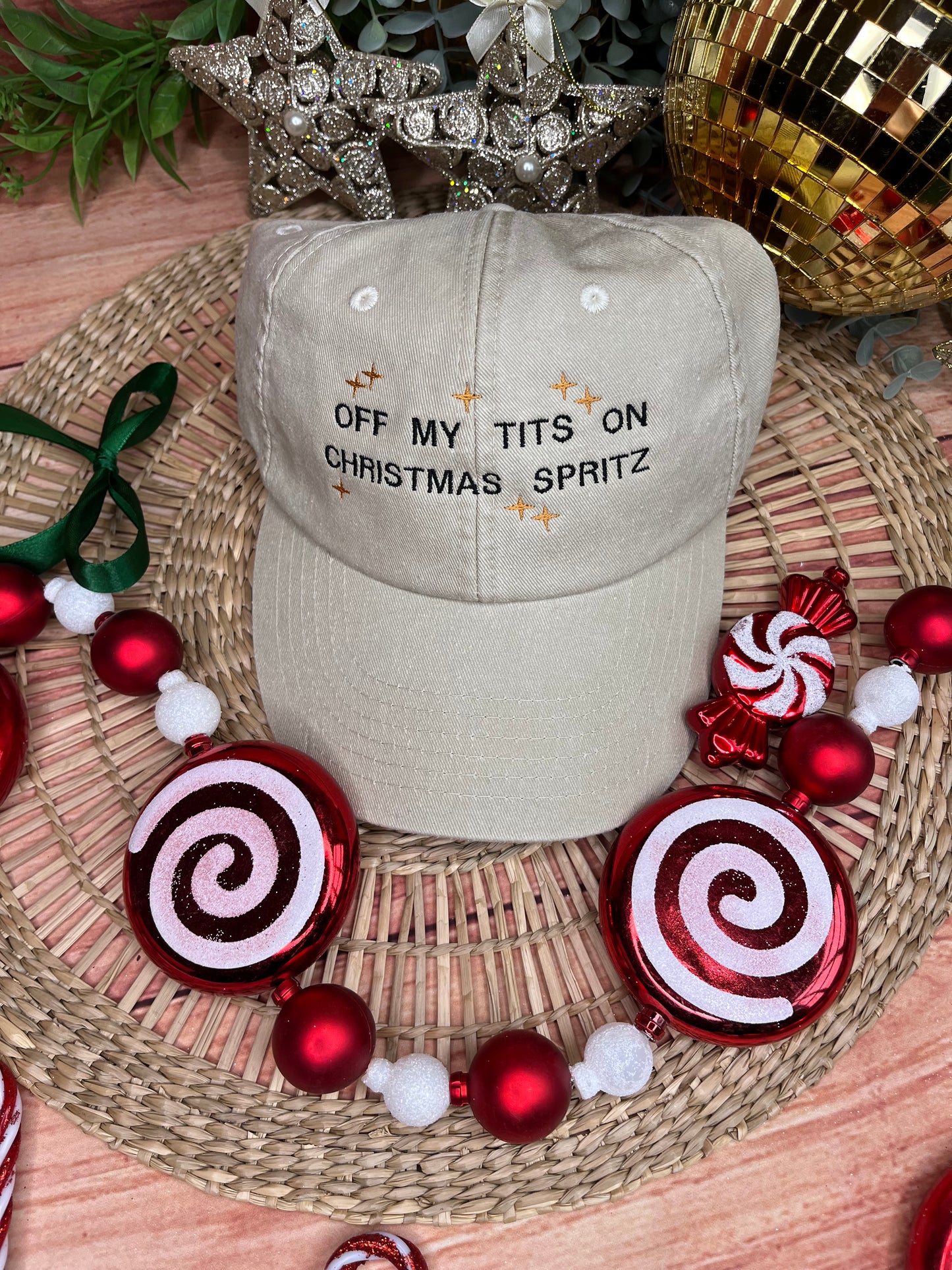 OFF MY TITS ON CHRISTMAS SPRITZ EMBROIDERED CAP