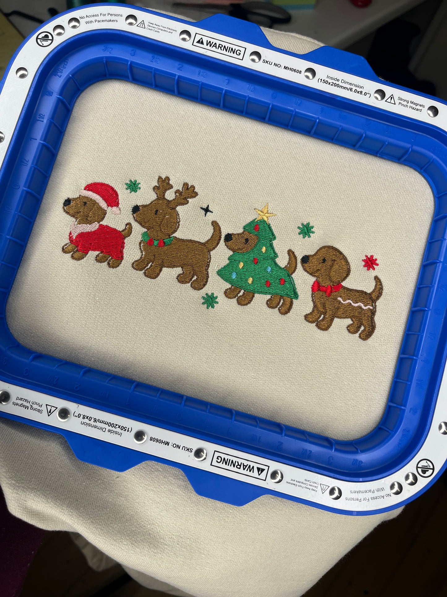 CHRISTMAS DACHSHUND SAUSAGE DOG EMBROIDERED SWEATSHIRT