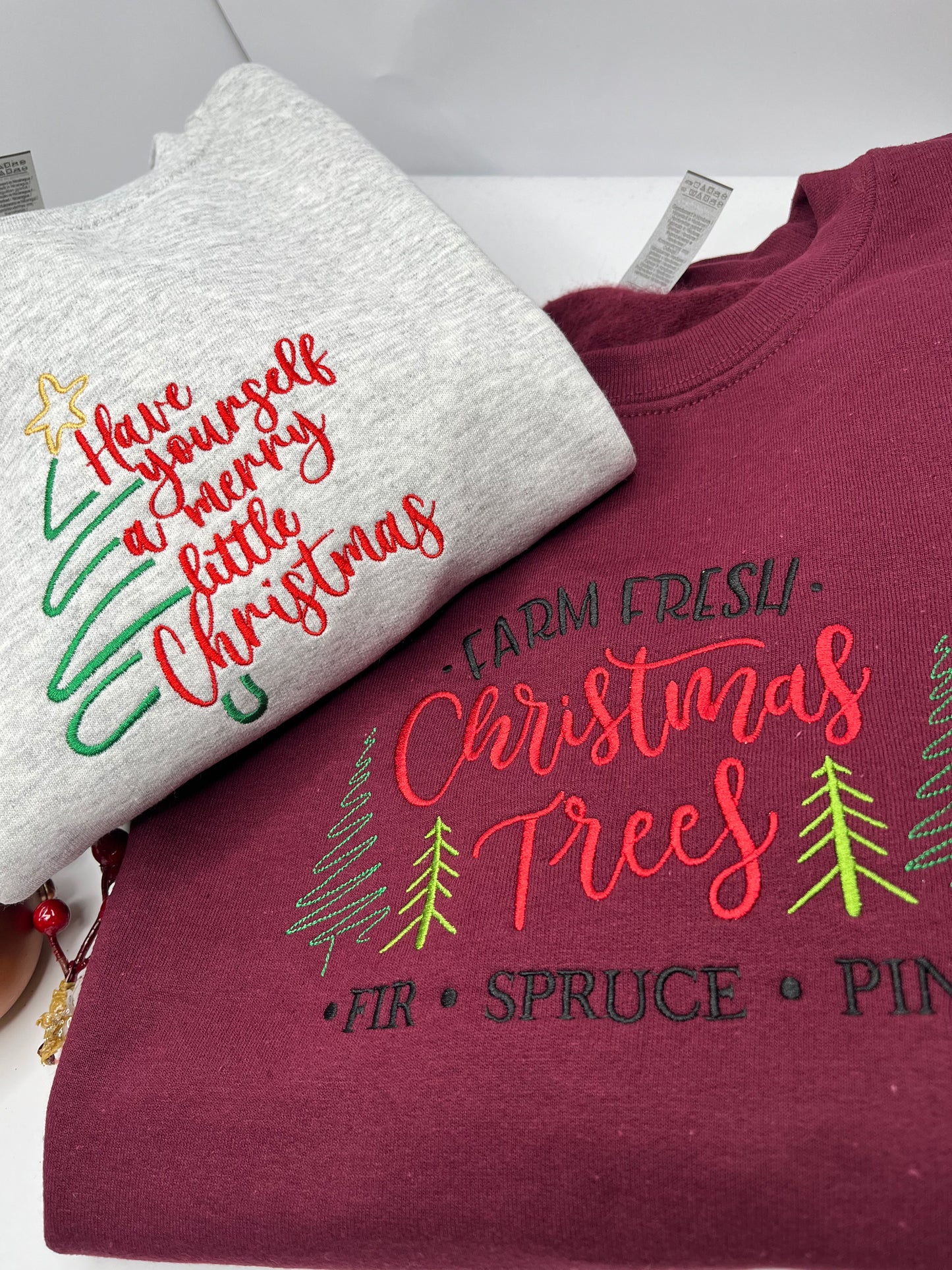 FARM FRESH CHRISTMAS TREES EMBROIDERED SWEATSHIRT