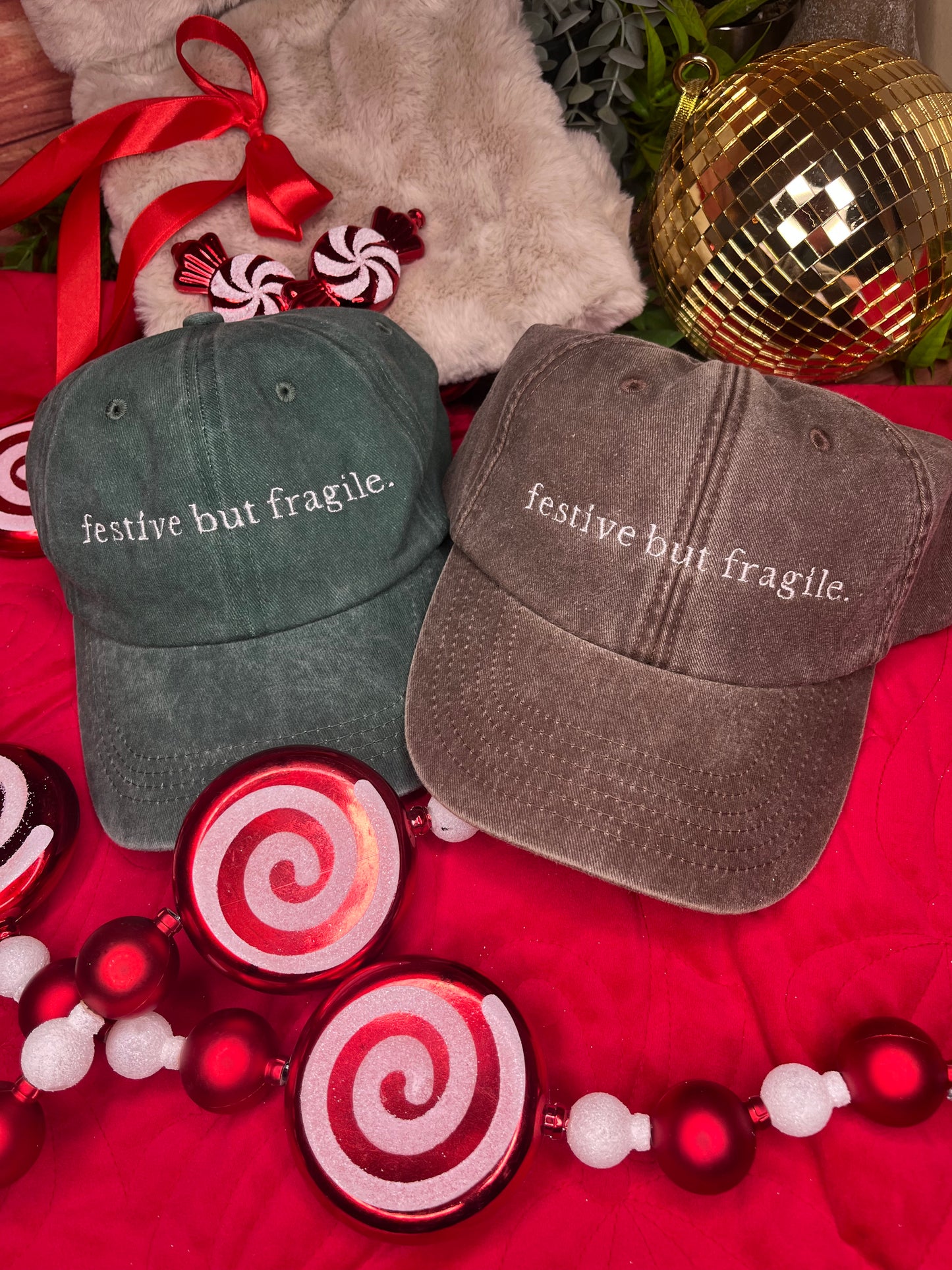 FESTIVE BUT FRAGILE EMBROIDERED CAP