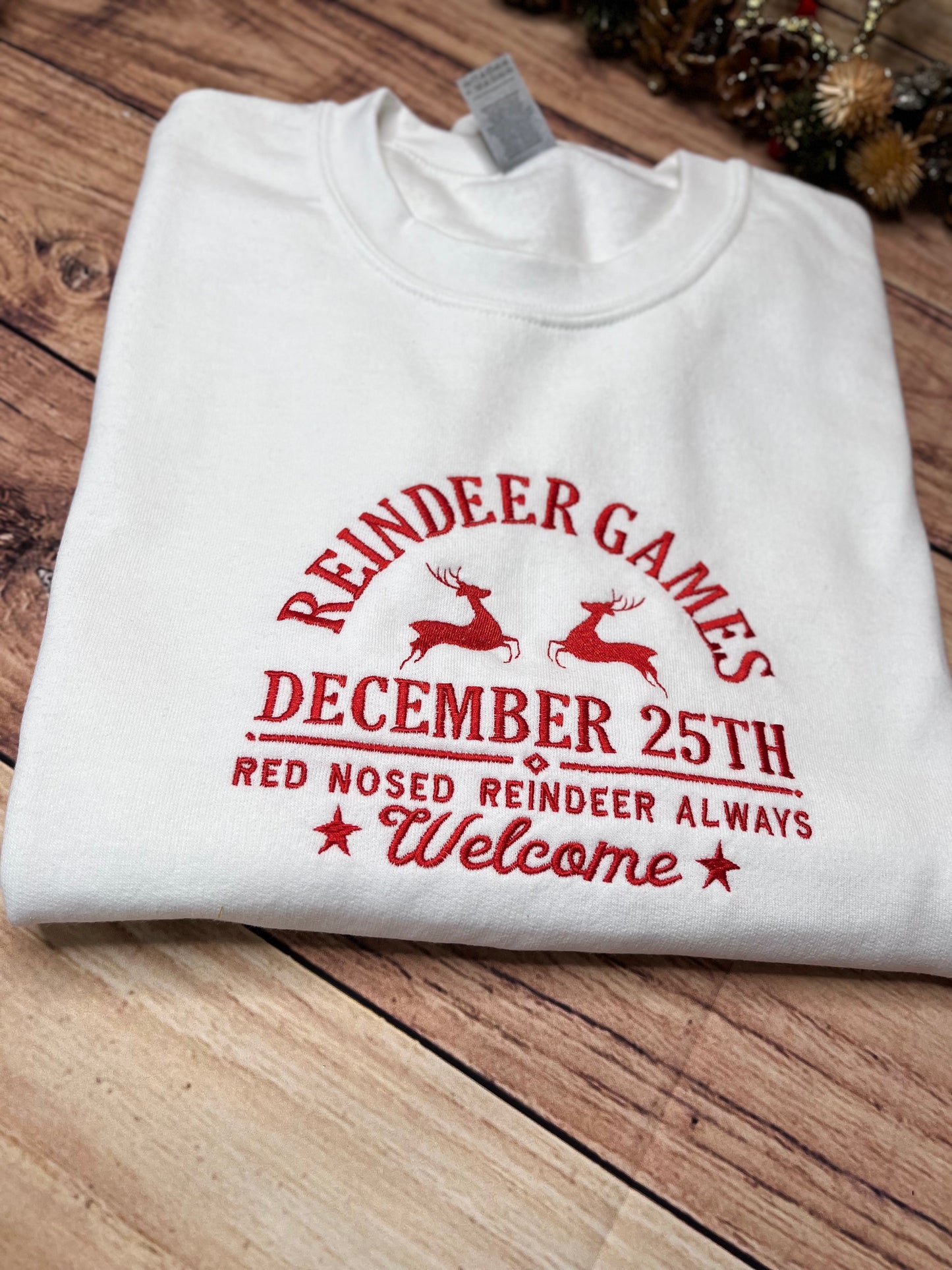 REINDEER GAMES EMBROIDERED SWEATSHIRT