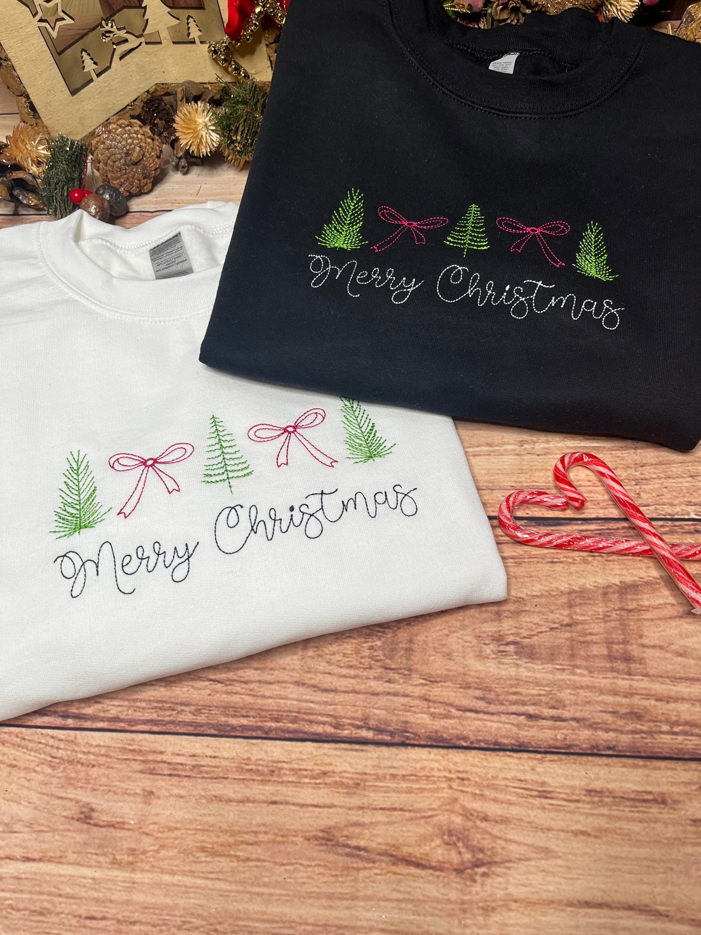 CHRISTMAS BOWS AND TREES