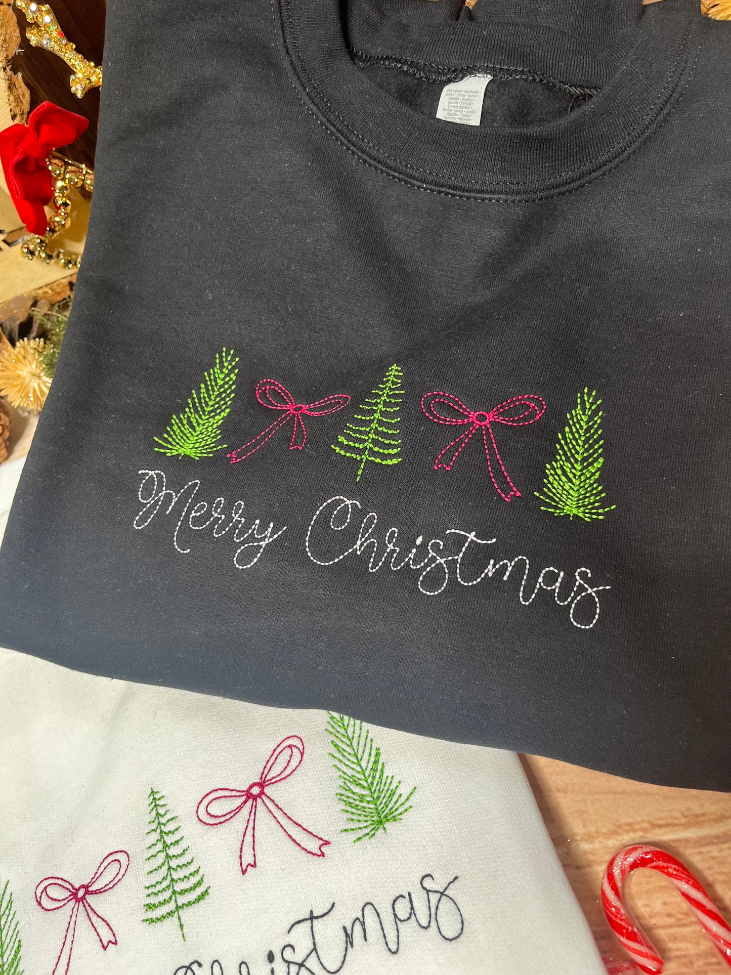 CHRISTMAS BOWS AND TREES