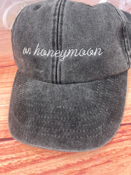 ON HONEYMOON EMBROIDERED CAP
