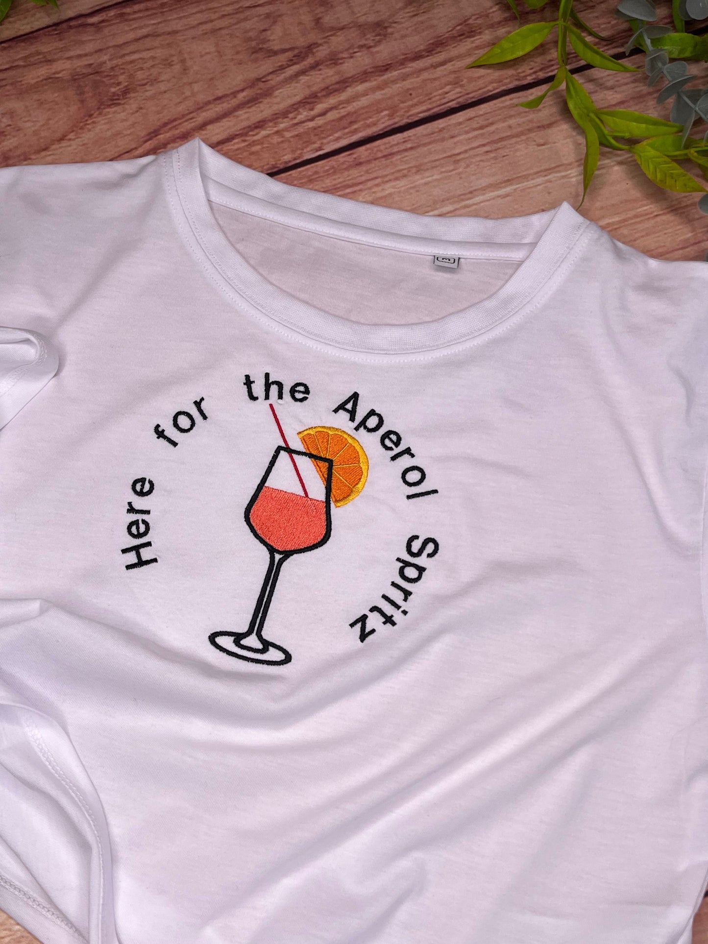HERE FOR THE APEROL SPRITZ EMBROIDERED CROP T SHIRT