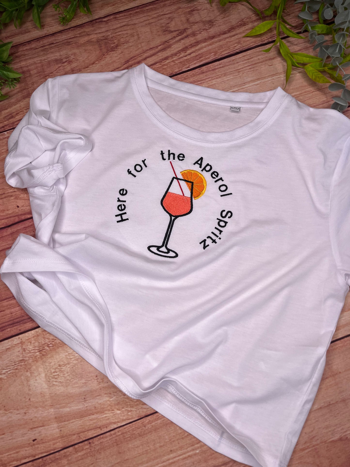 HERE FOR THE APEROL SPRITZ EMBROIDERED CROP T SHIRT