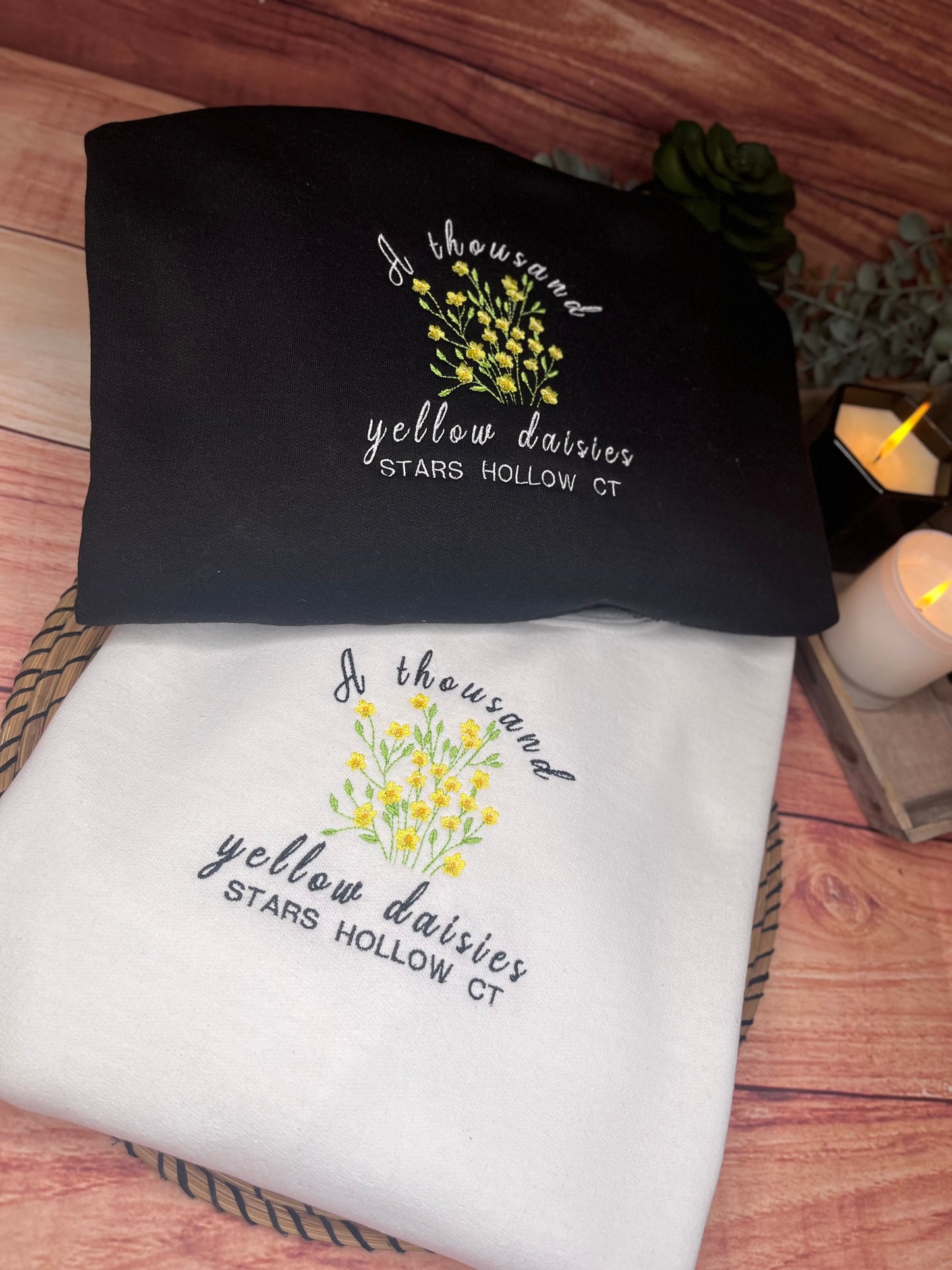 A THOUSAND YELLOW DAISIES EMBROIDERED SWEATSHIRT