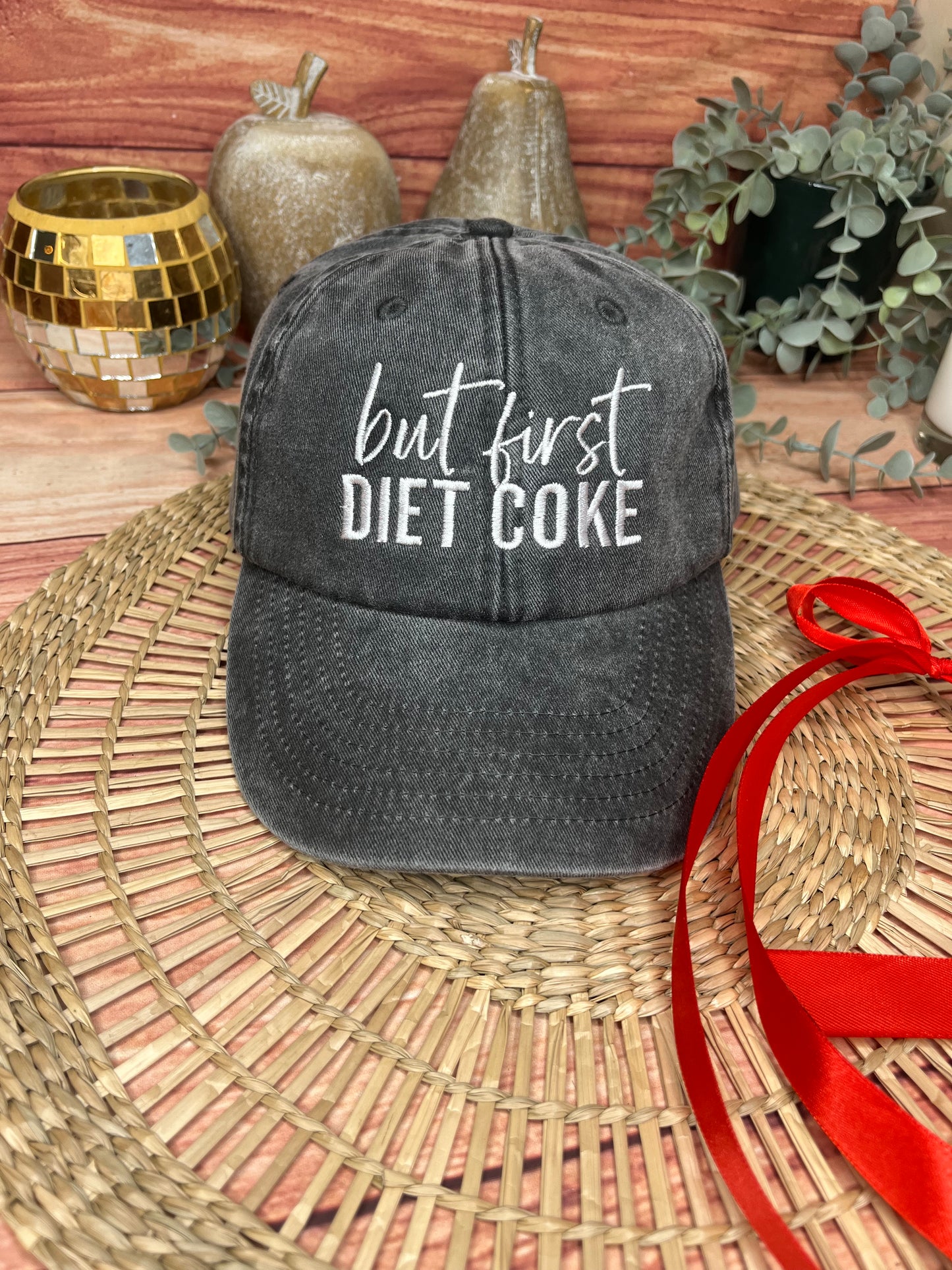 BUT FIRST DIET COKE EMBROIDERED CAP