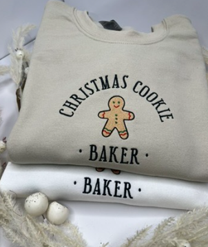 CHRISTMAS COOKIE BAKER EMBROIDERED SWEATSHIRT
