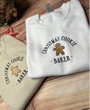 CHRISTMAS COOKIE BAKER EMBROIDERED SWEATSHIRT