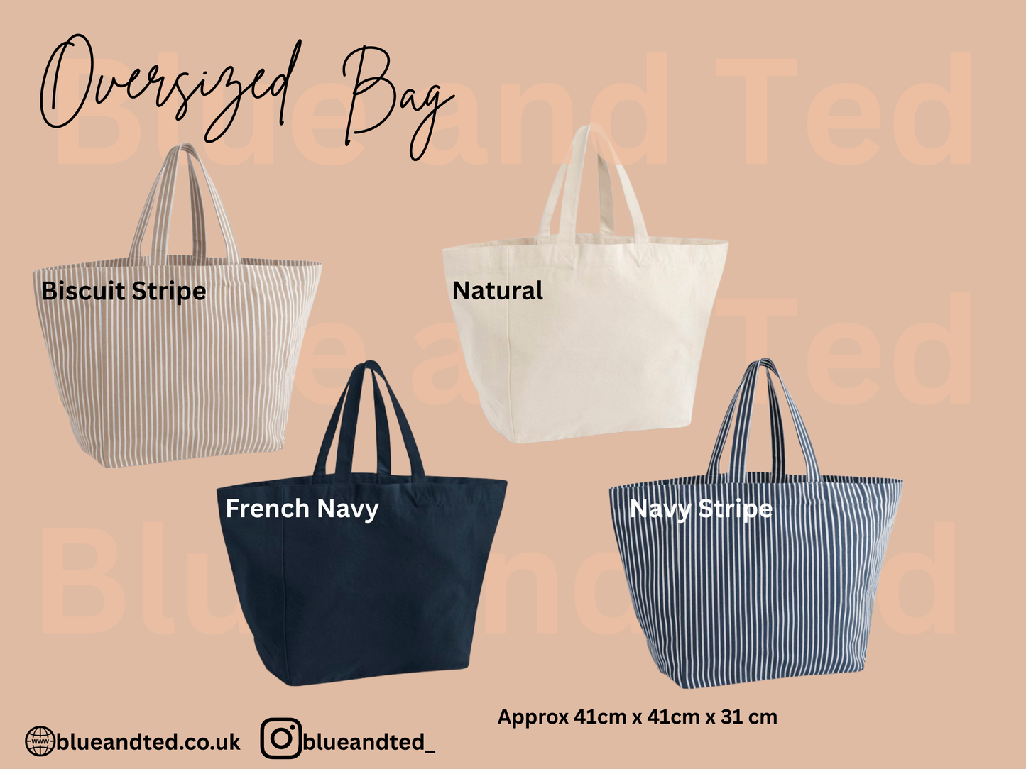 EMBROIDERED SHADOW FONT STRIPE OVERSIZED BAG