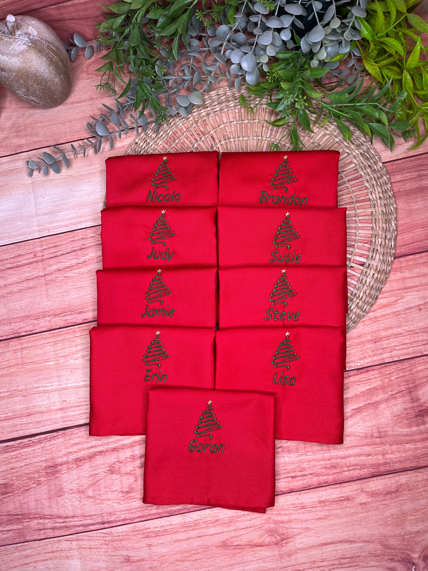 PERSONALISED CHRISTMAS TREE AND NAME NAPKIN