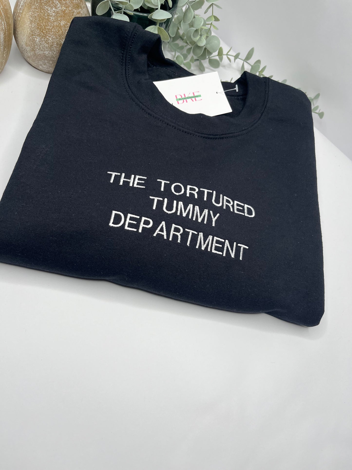 TORTURED TUMMY DEPARTMENT EMBROIDERED SWEATSHIRT