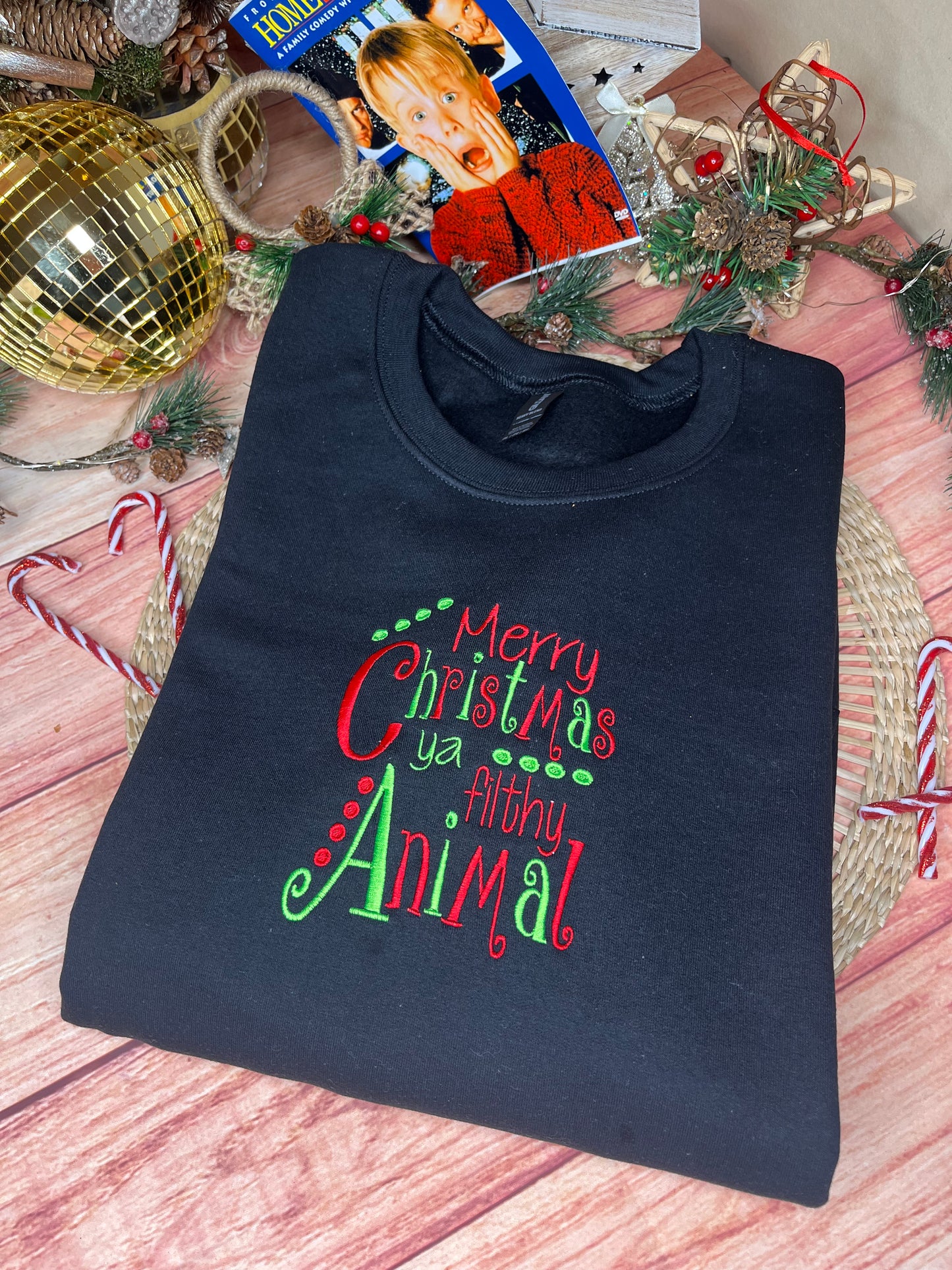 MERRY CHRISTMAS YA FILTHY ANIMAL TEXT SWEATSHIRT