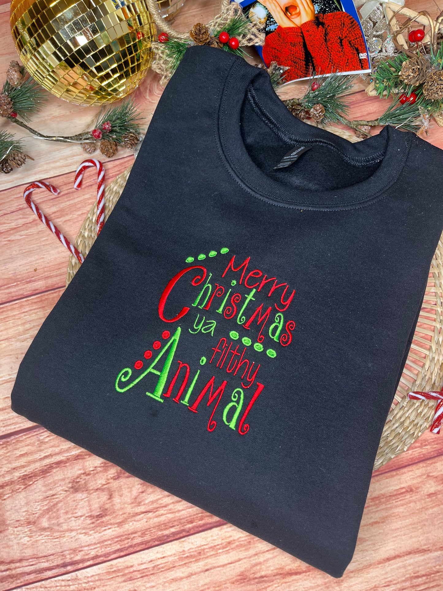 MERRY CHRISTMAS YA FILTHY ANIMAL TEXT SWEATSHIRT