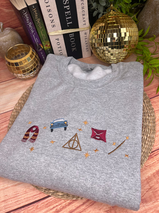 HARRY POTTER ICONS HALLOWS EMBROIDERED SWEATSHIRT