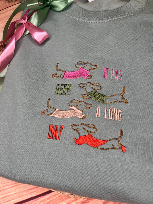 DACHSHUND SAUSAGE DOG EMBROIDERED SWEATSHIRT
