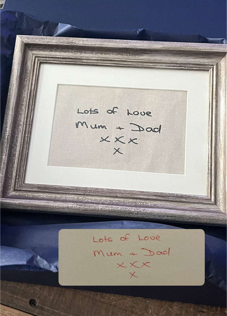 CHERISHED NOTES EMBROIDERED HANDWRITING