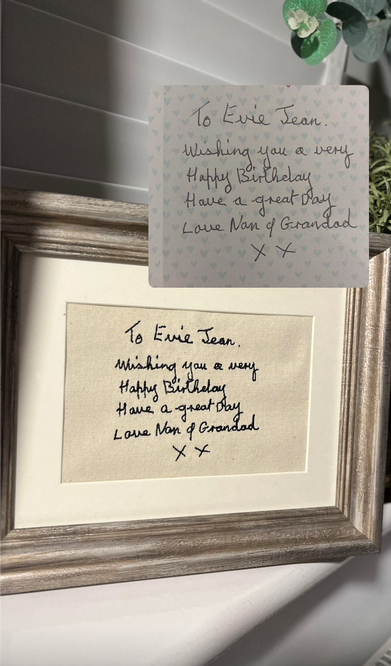 CHERISHED NOTES EMBROIDERED HANDWRITING