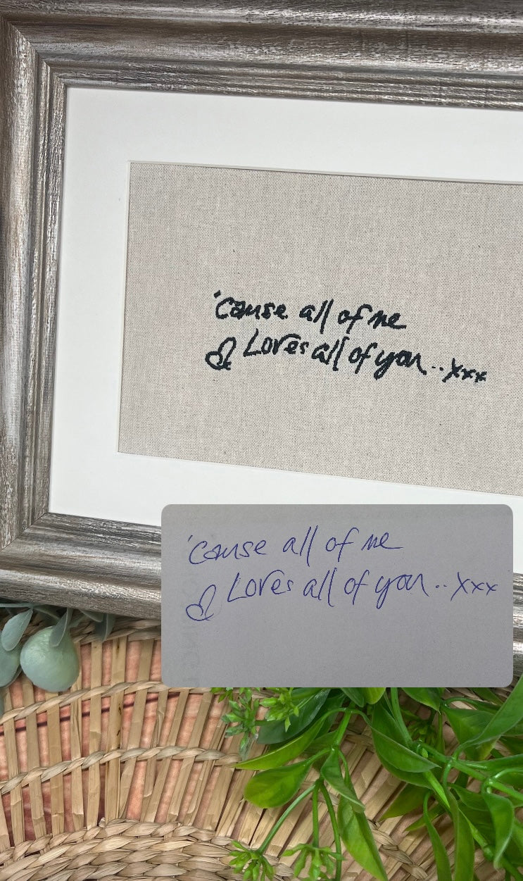 CHERISHED NOTES EMBROIDERED HANDWRITING