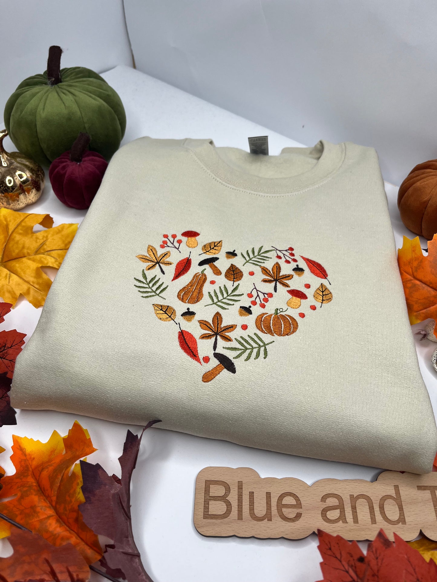 HEART SHAPED LEAVES EMBROIDERED SWEATSHIRT