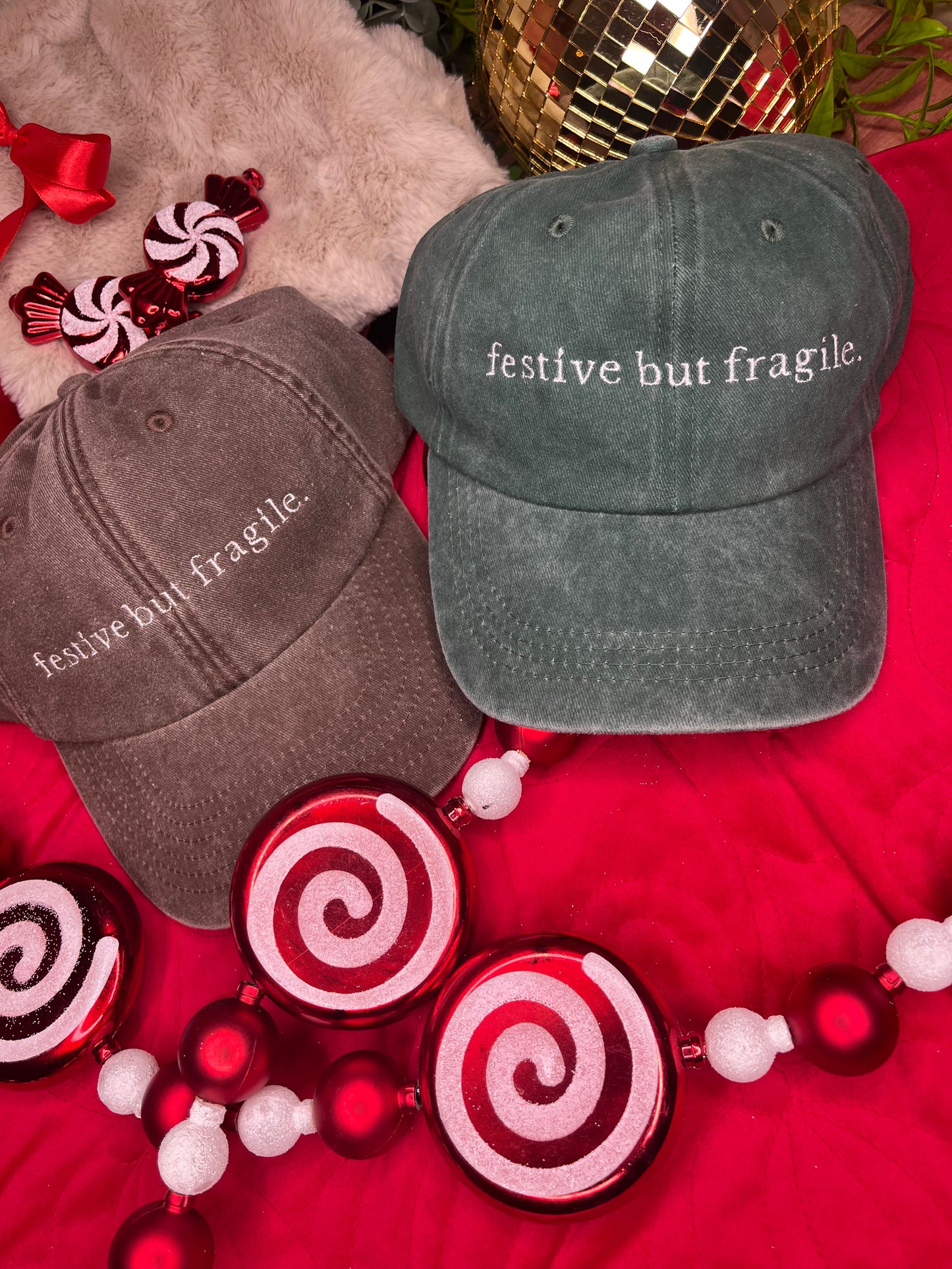 FESTIVE BUT FRAGILE EMBROIDERED CAP