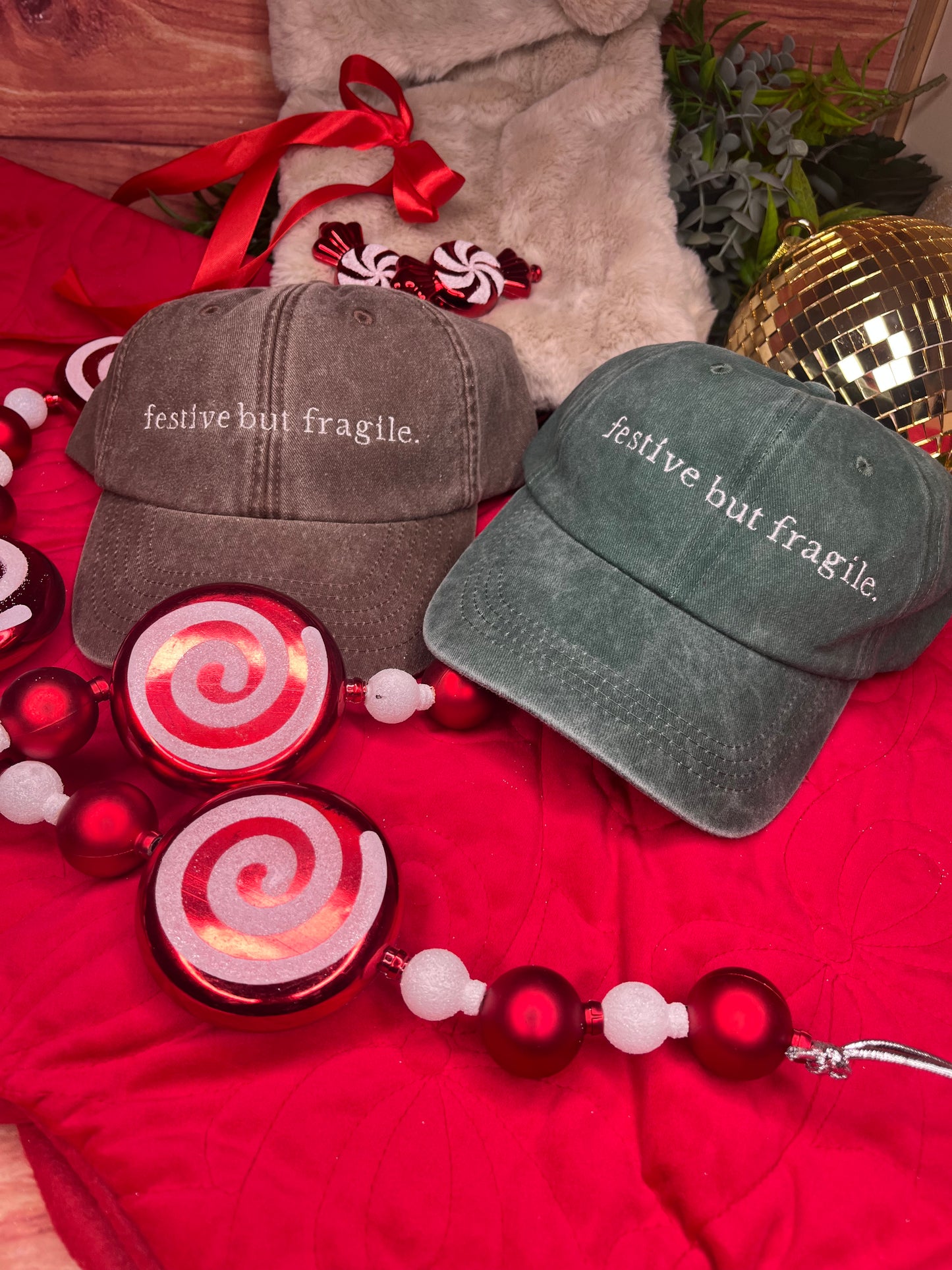 FESTIVE BUT FRAGILE EMBROIDERED CAP