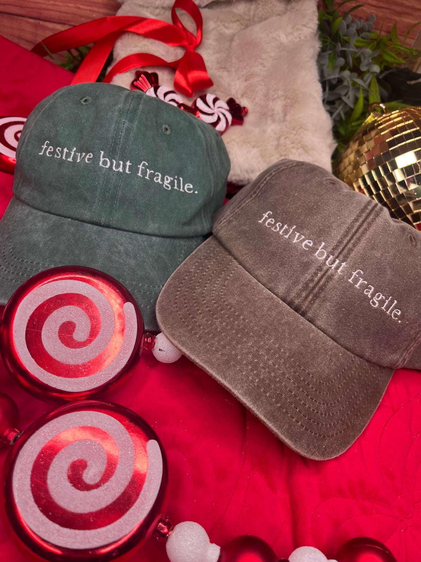 FESTIVE BUT FRAGILE EMBROIDERED CAP