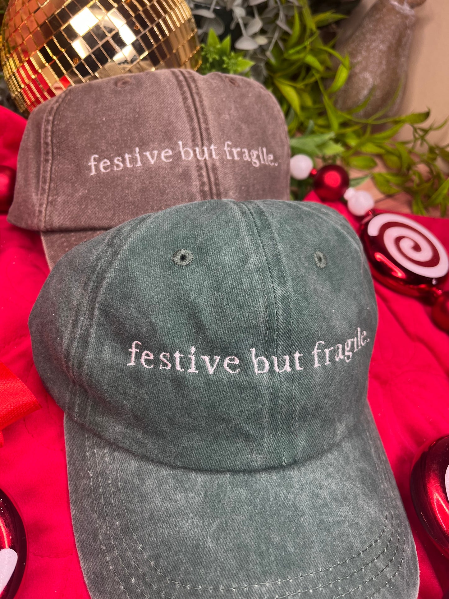 FESTIVE BUT FRAGILE EMBROIDERED CAP