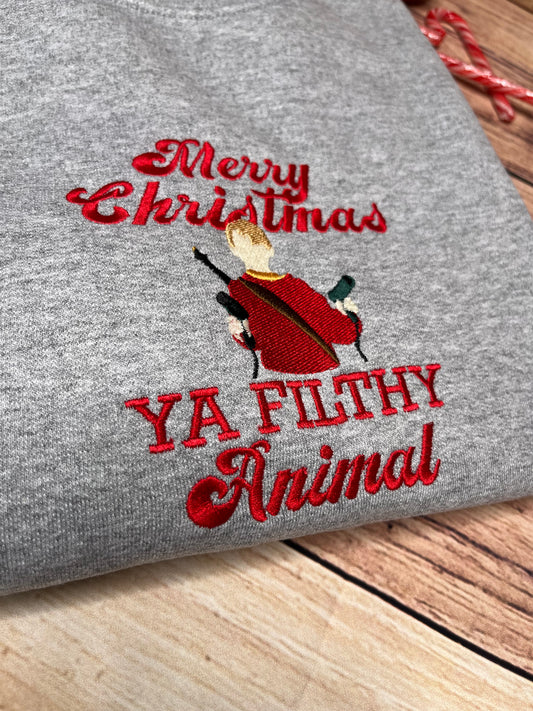READY TO POST XLARGE MERRY CHRISTMAS YOU FILTHY ANIMAL SWEATSHIRT