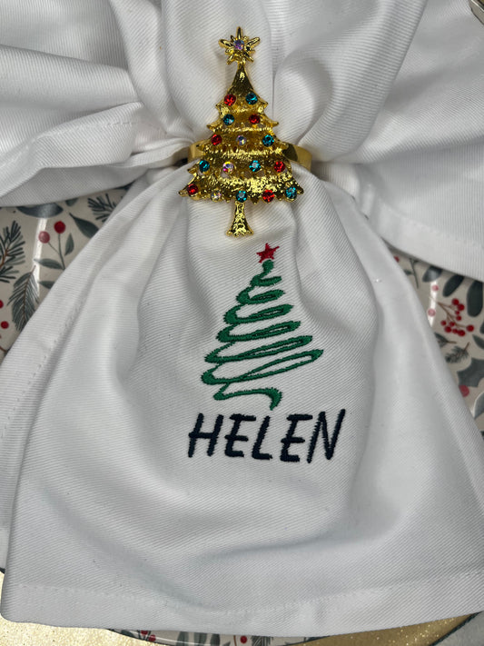 PERSONALISED CHRISTMAS TREE AND NAME NAPKIN