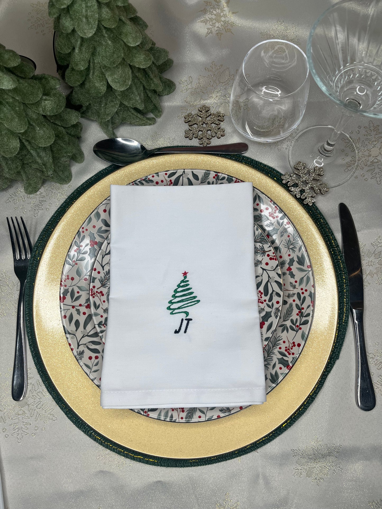 PERSONALISED CHRISTMAS TREE AND NAME NAPKIN