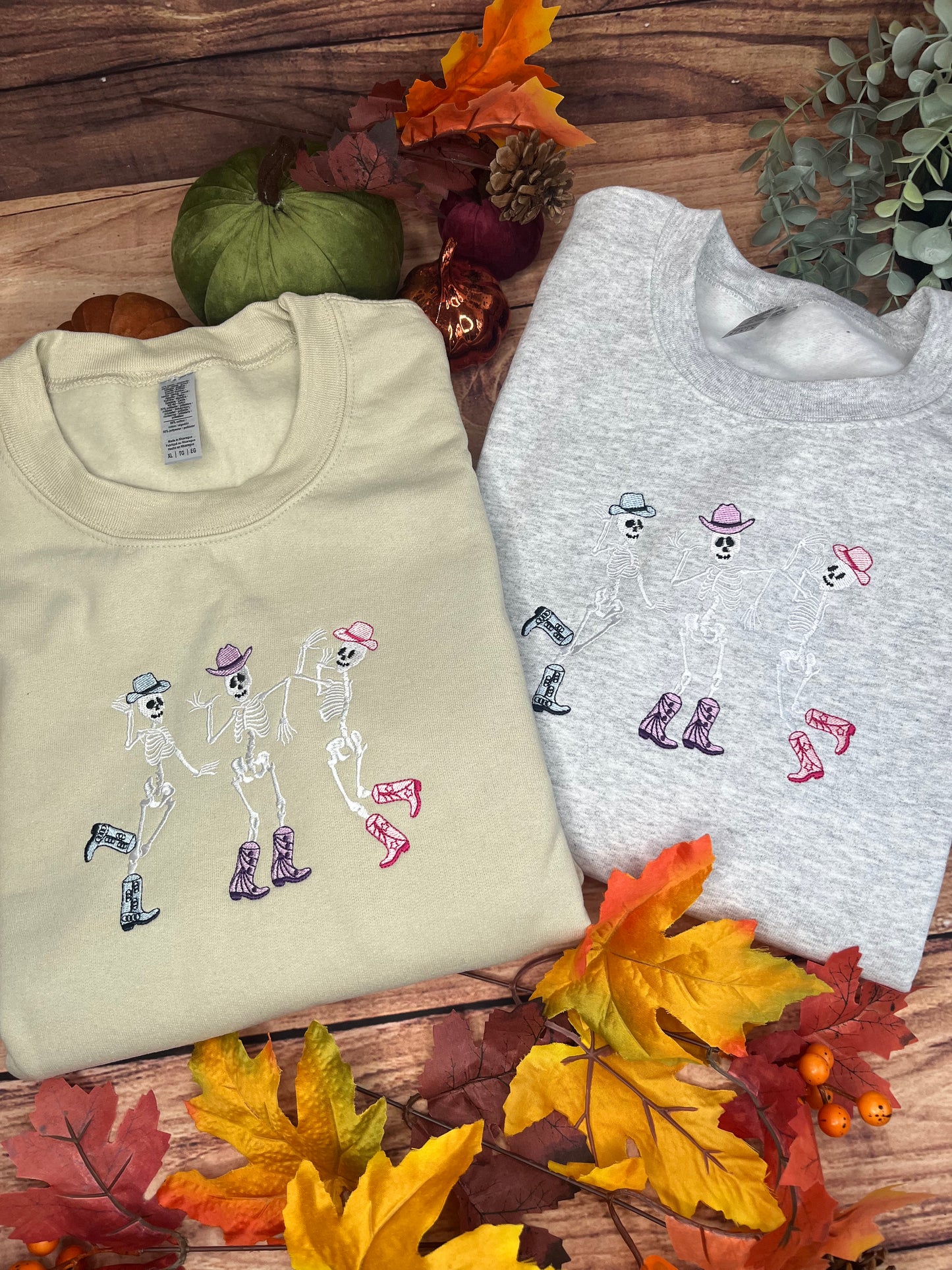 COLOURFUL DANCING SKELETONS EMBROIDERED SWEATSHIRT