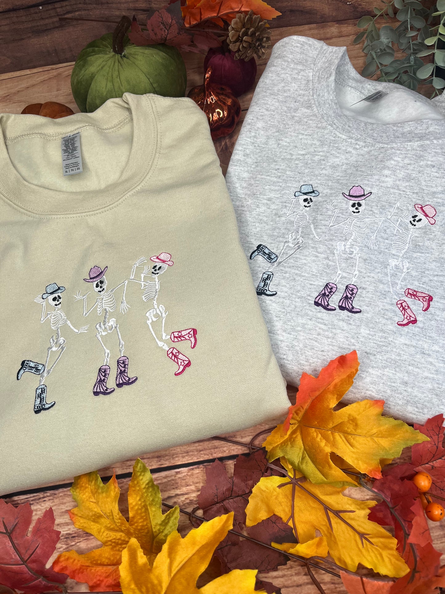 COLOURFUL DANCING SKELETONS EMBROIDERED SWEATSHIRT