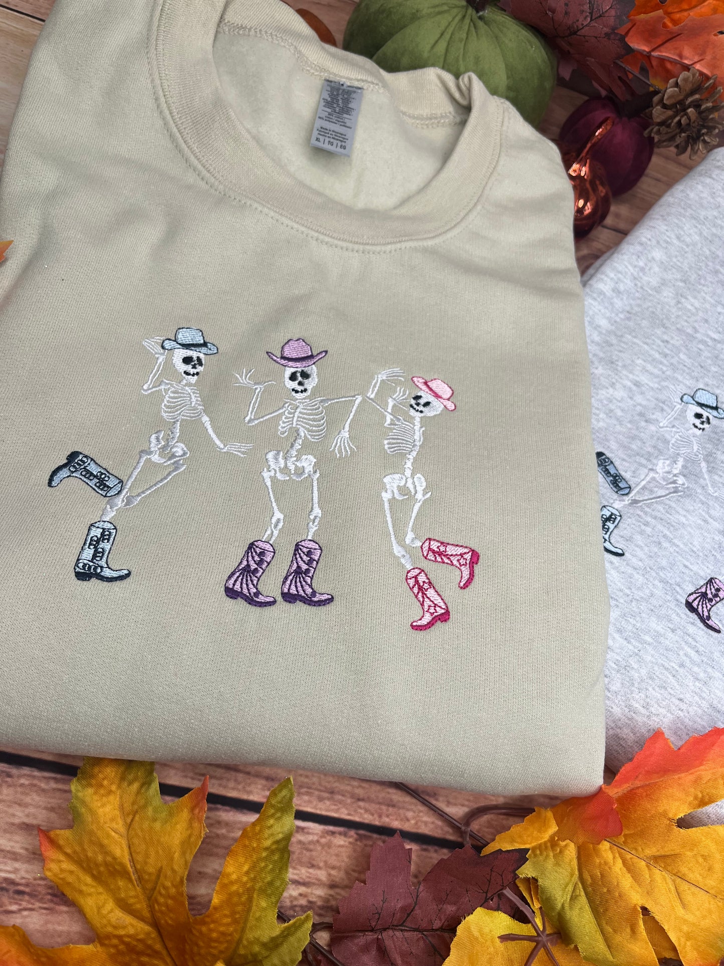 COLOURFUL DANCING SKELETONS EMBROIDERED SWEATSHIRT