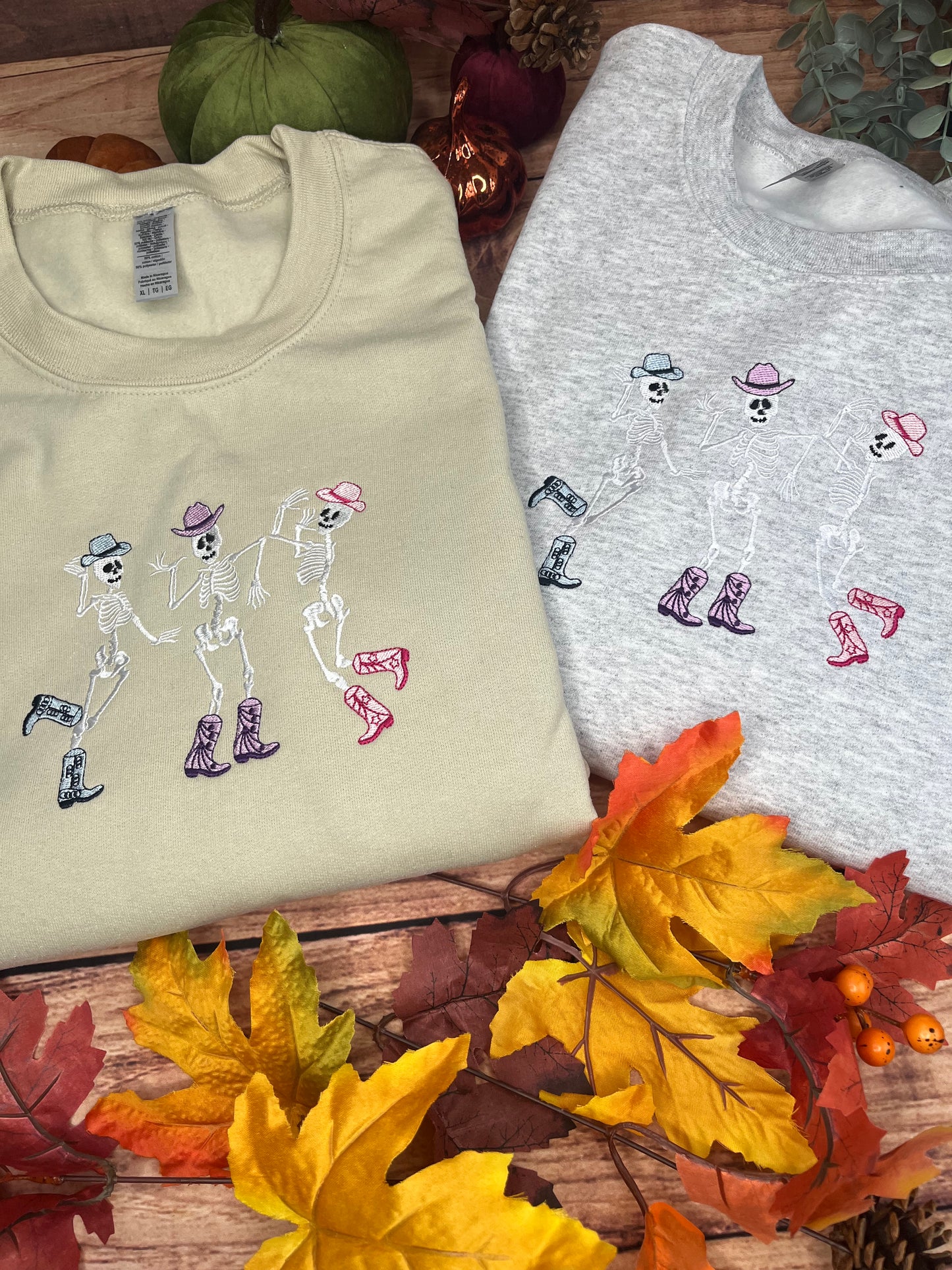 COLOURFUL DANCING SKELETONS EMBROIDERED SWEATSHIRT