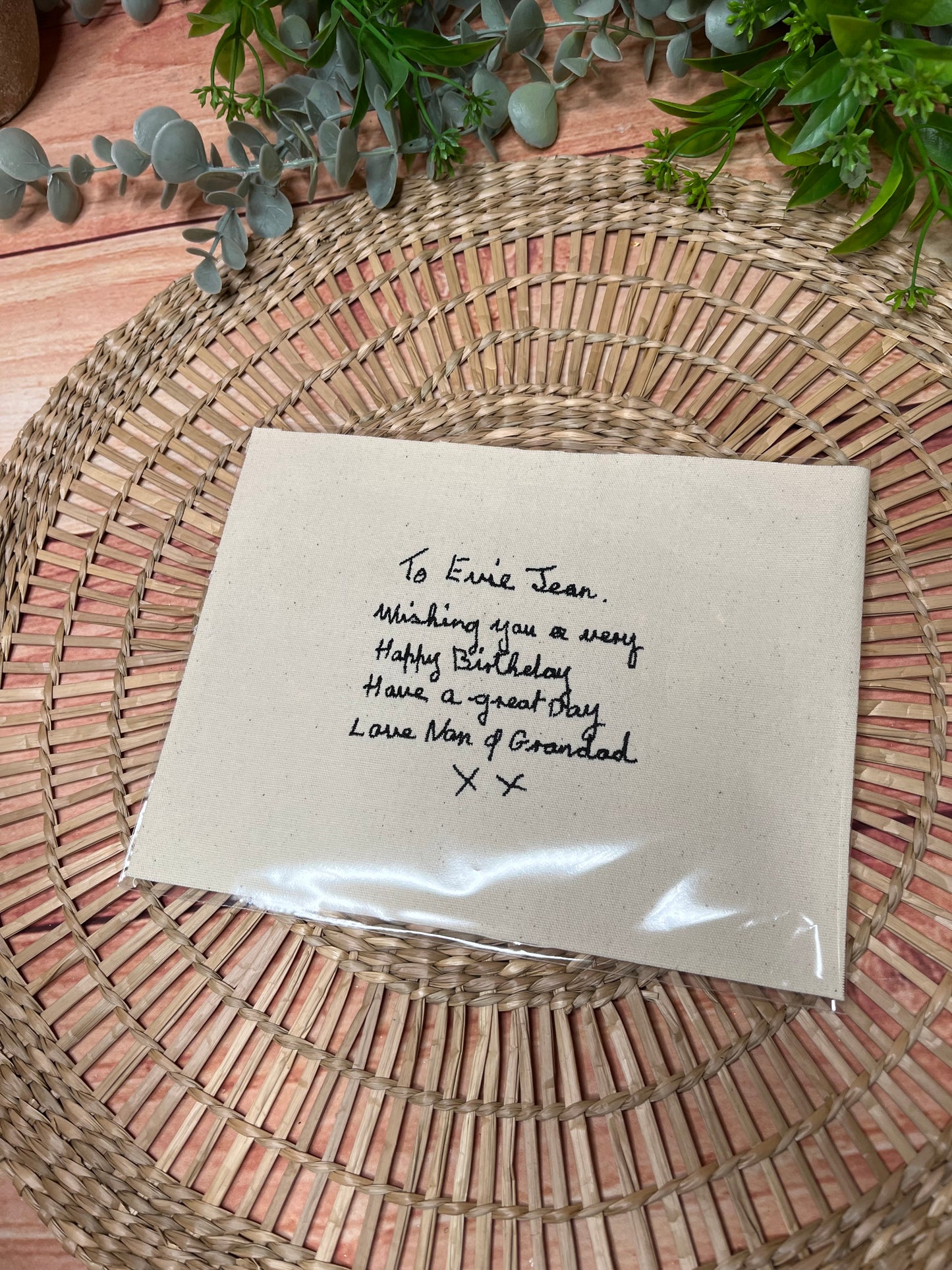 CHERISHED NOTES EMBROIDERED HANDWRITING