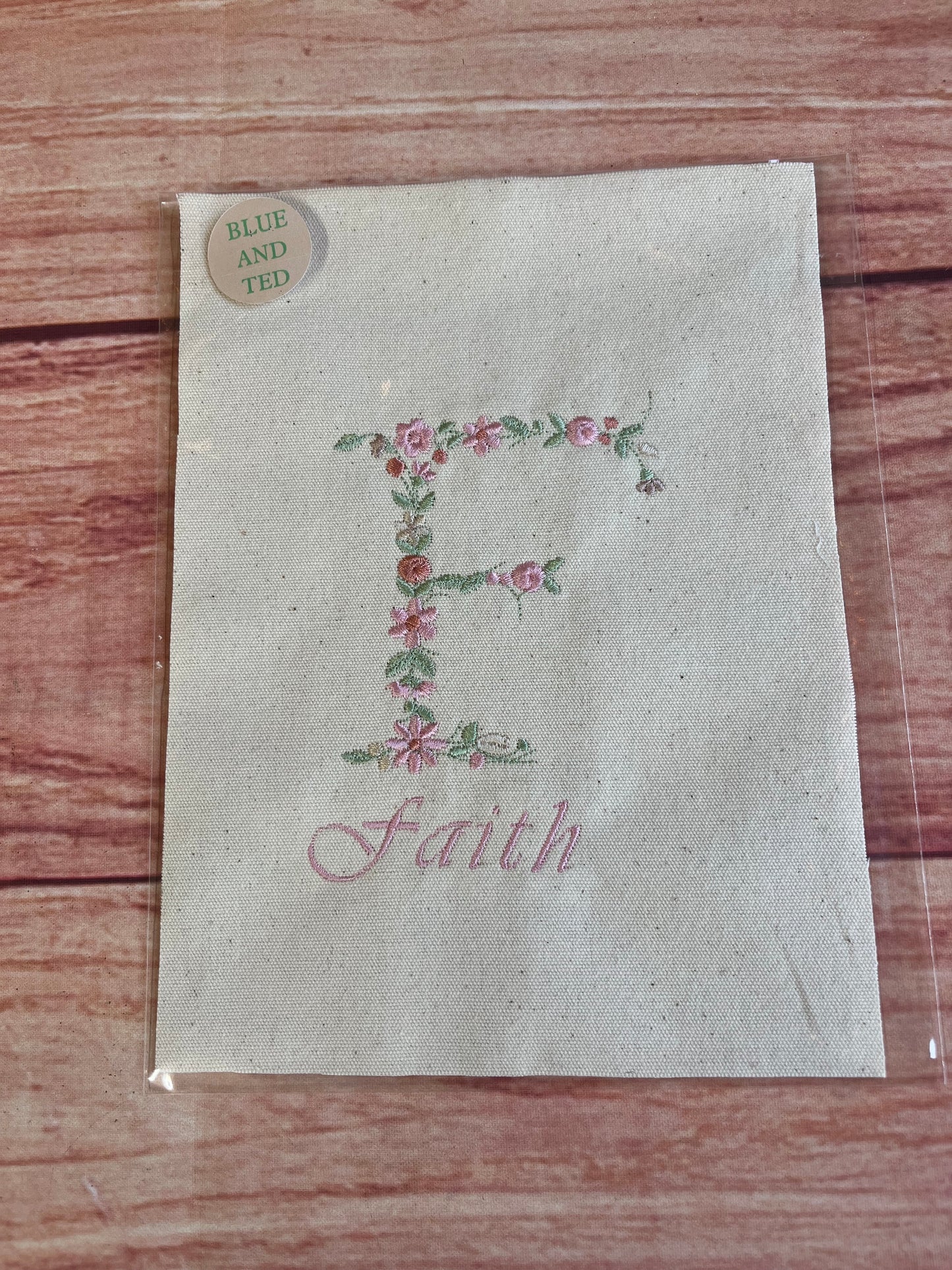 EMBROIDERED FLORAL INITIAL ON CANVAS WITH OR WITHOUT FRAME