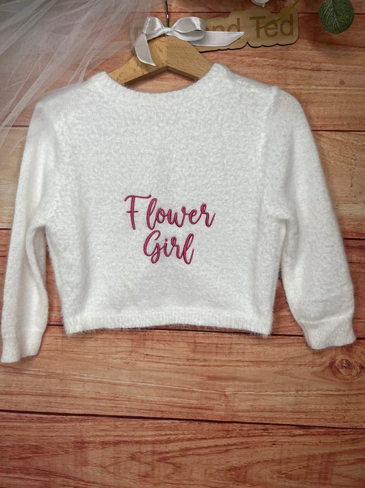 CUSTOM CHILDREN'S CROP FLOWER GIRL WHITE WEDDING CARDIGAN