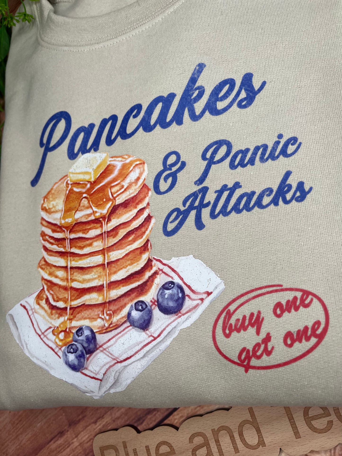 PANCAKES AND PANIC ATTACKS PRINTED SWEATSHIRT