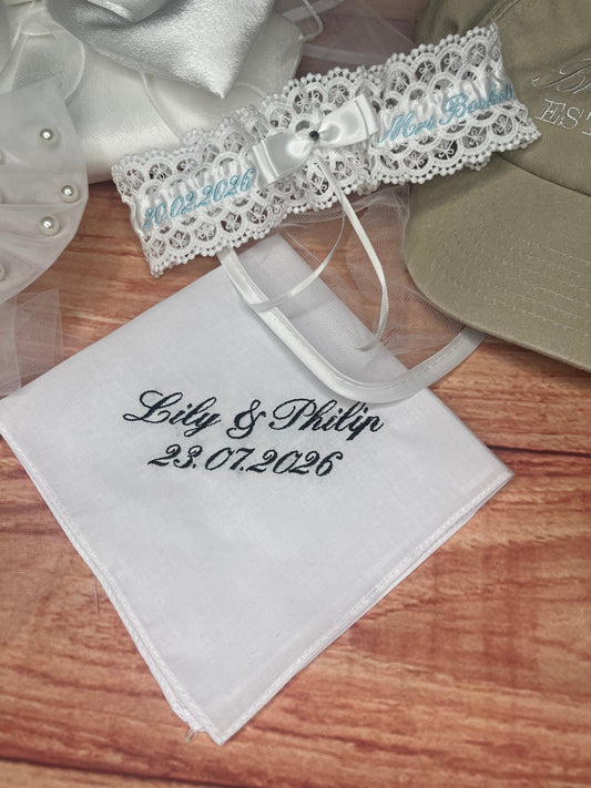 CUSTOM PERSONALISED BRIDAL WEDDING HANDKERCHIEFS