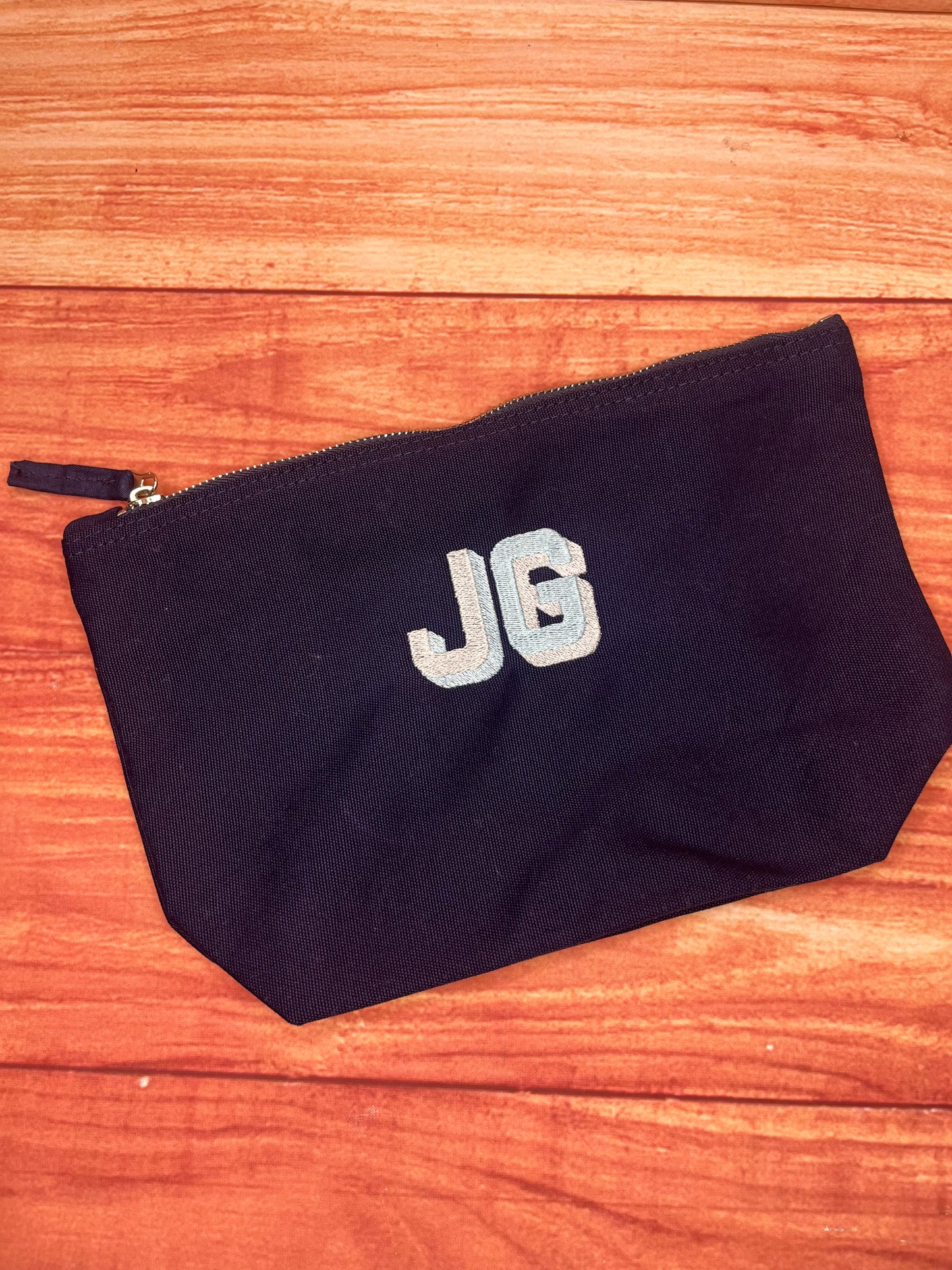 EMBROIDERED SHADOW FONT CANVAS INITIAL POUCH (Copy)