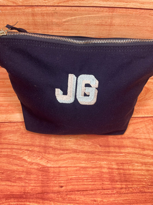 EMBROIDERED SHADOW FONT CANVAS INITIAL POUCH (Copy)