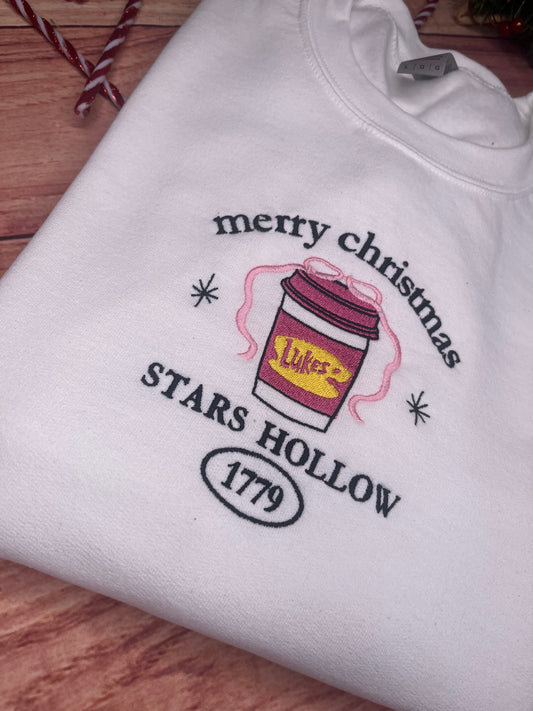 GILMORE GIRLS CHRISTMAS COFFEE CUP EMBROIDERED SWEATSHIRT